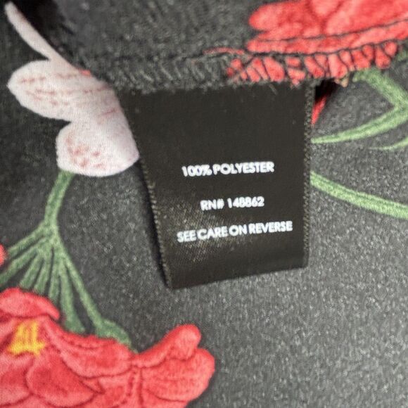 Torrid Blouse Womens 5X Black Floral Split Neck Short Sleeve Tunic Plus Boho - Picture 10 of 13